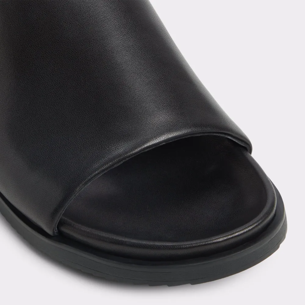 Summer Black Thick-soled Leather Flip Flops