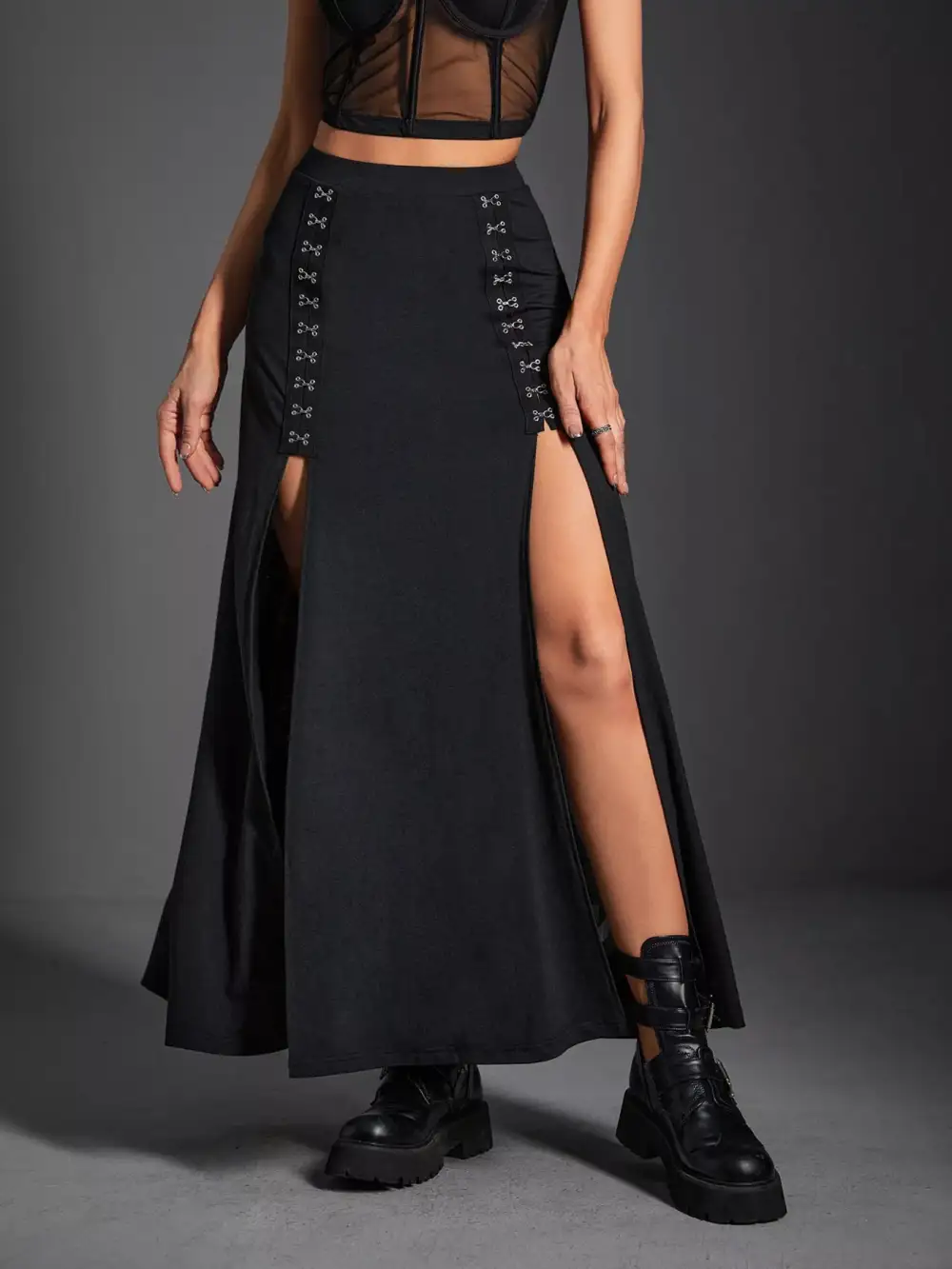 Side Slit High Waist Skirt