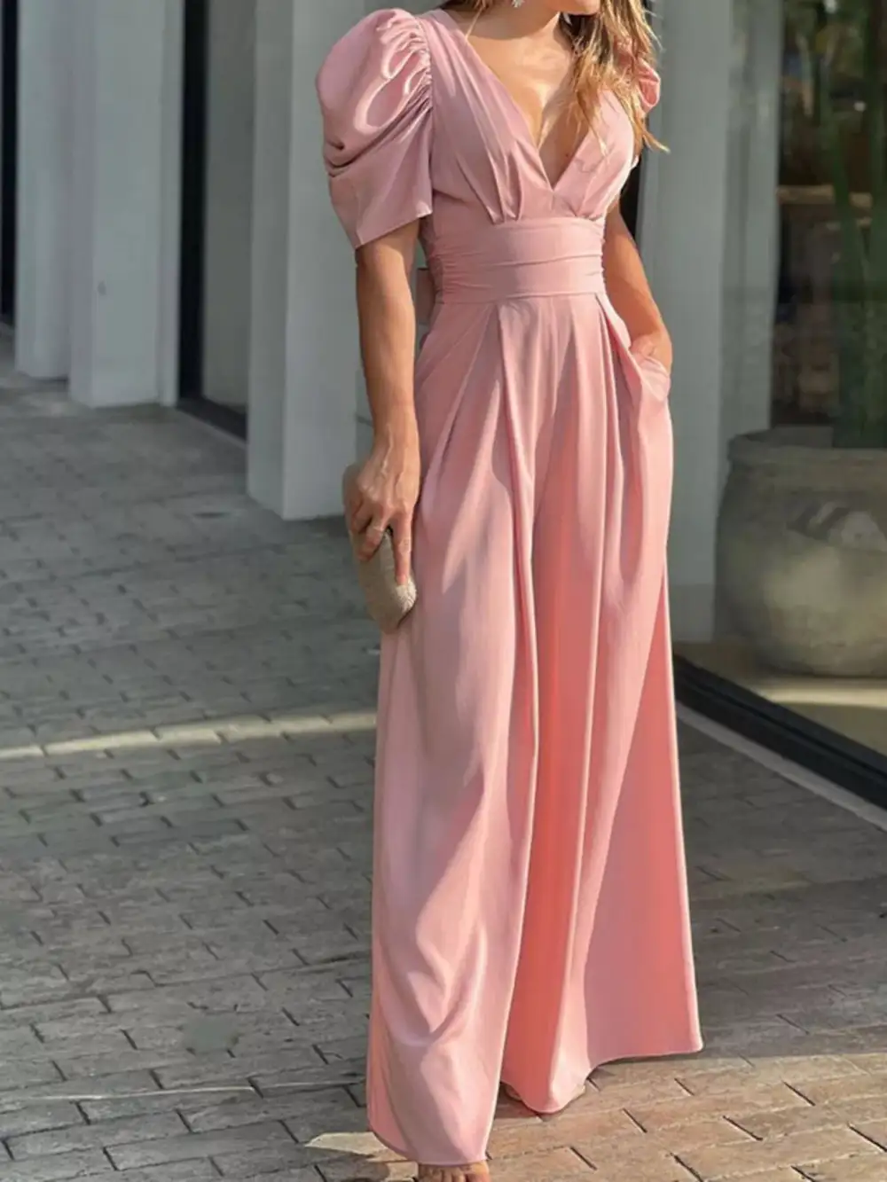 Wide Leg Puff Jumpsuit