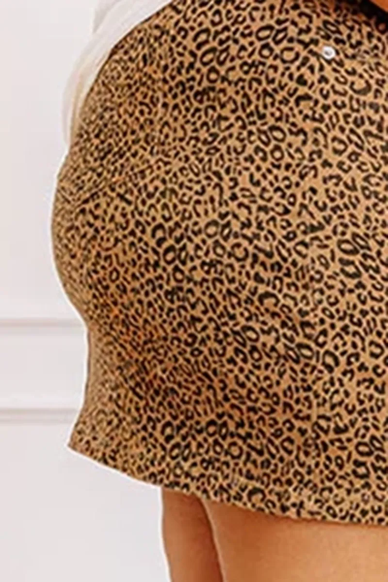 Slim Fit Leopard Print High Waist Women's Hip Skirt
