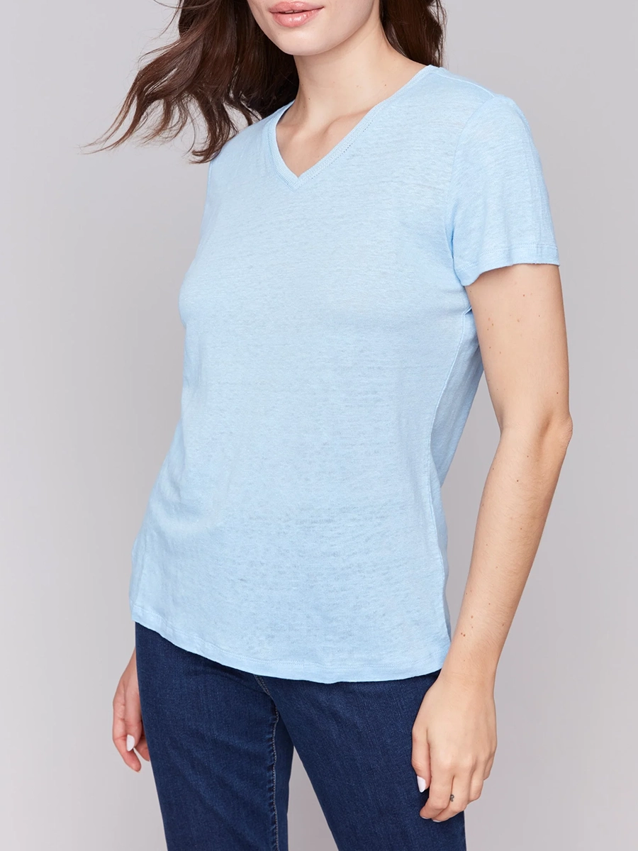 Cool Linen Breathable V-Neck Short Sleeves