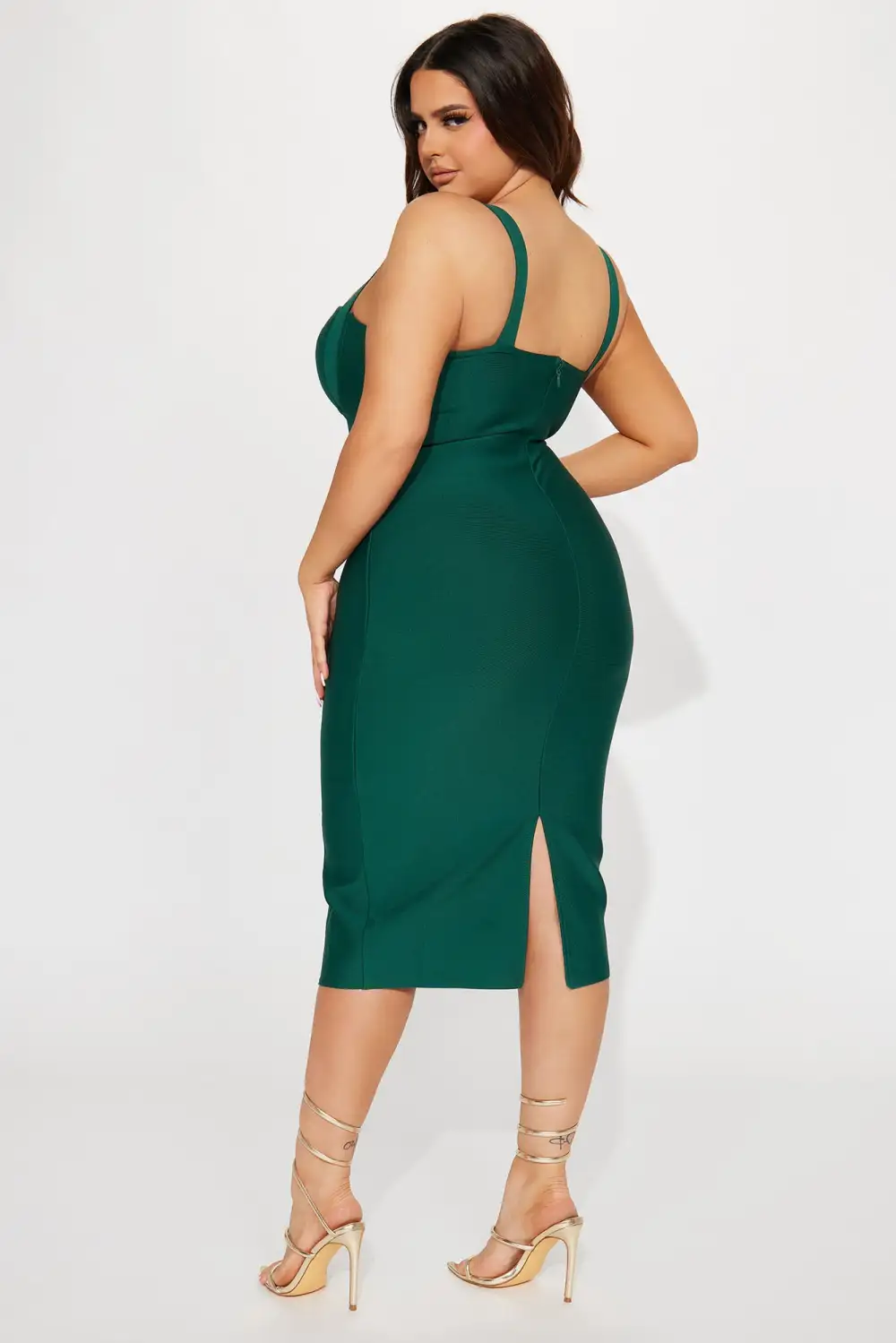 Honey Bandage Midi Dress - Hunter