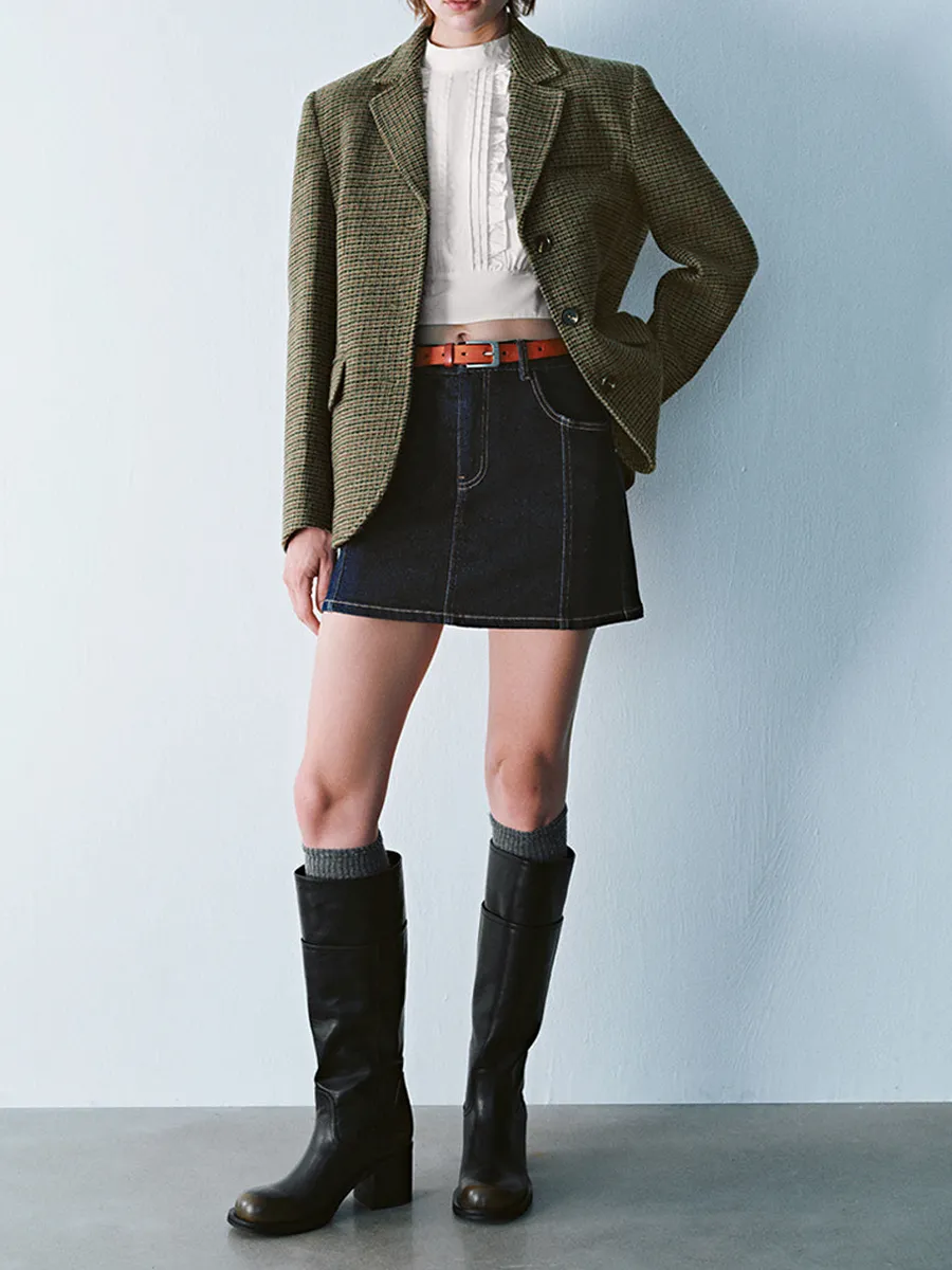 Ladies' Checkered Artistic Style Suit Jacket