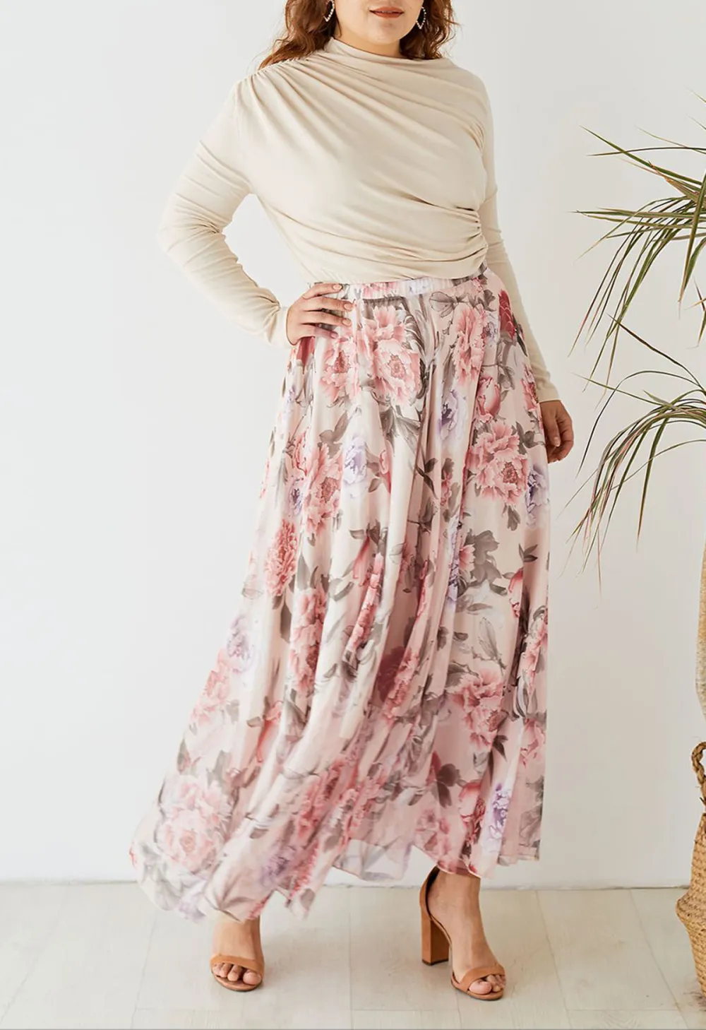 SPLENDID PEONY CHIFFON MAXI SKIRT