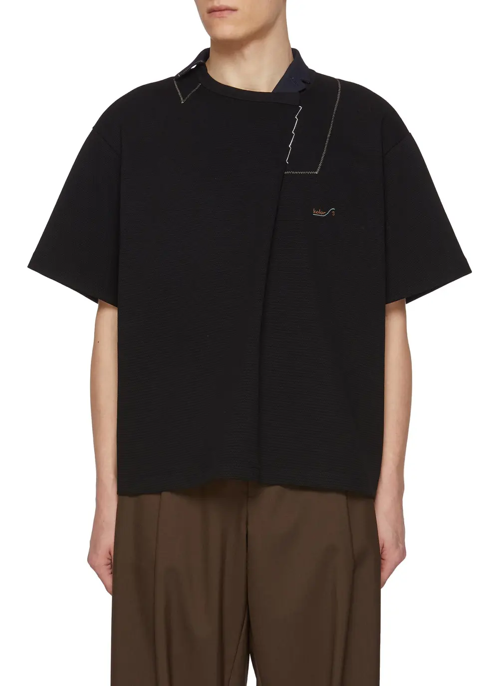 Minimalist Retro Design Sense Loose Black Polo Shirt
