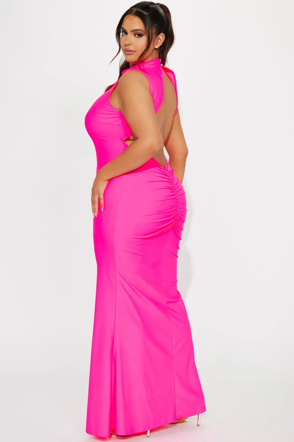 Barcelona Backless Maxi Dress - Neon Pink