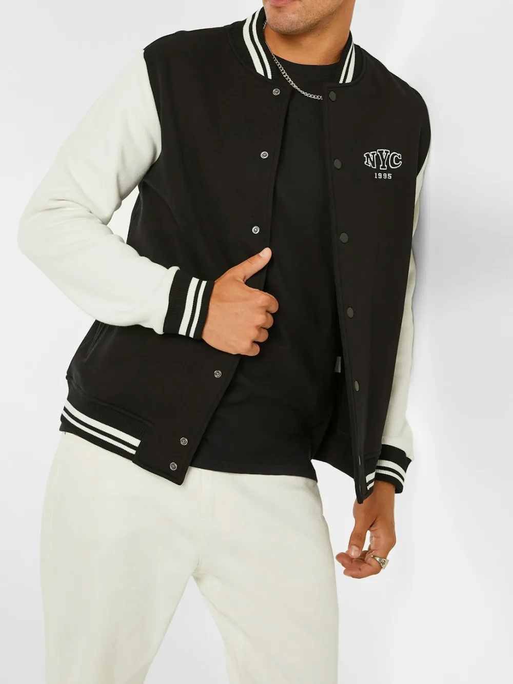 Black And White Varsity Letterman Jacket