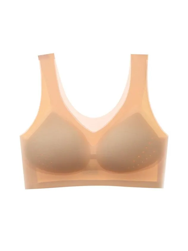 Women Comfortable Simple High Elasticity Ventilation Hole No Trace  Bra & Bralette