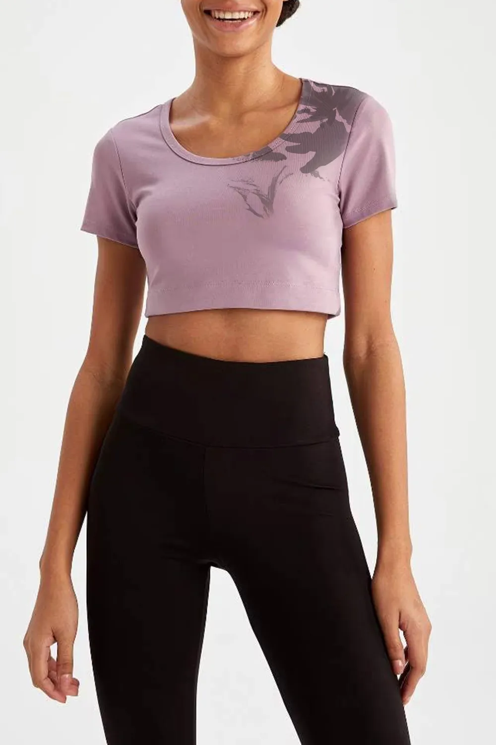 Crew Neck Short Sleeve Crop T-Shirt