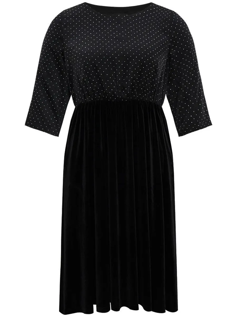 Velvet Patchwork Plus-Size Women's Dress Dress