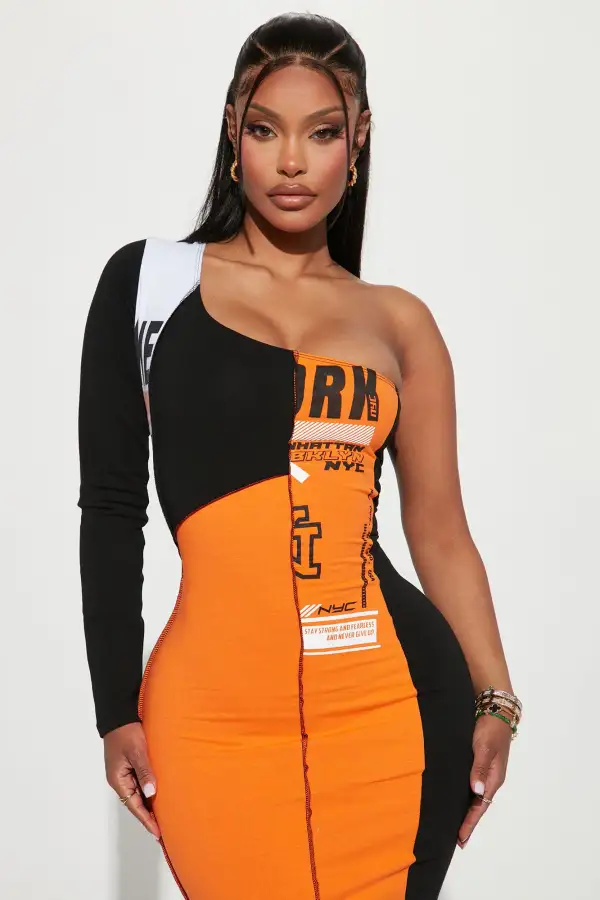 On The Go Midi Dress - Black/combo
