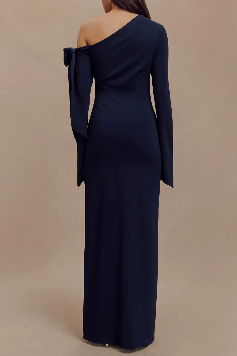 One Shoulder Crepe Maxi Dress