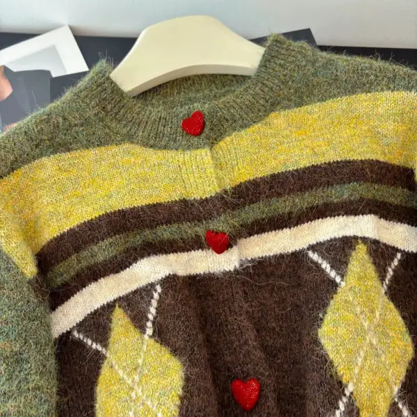 Vibrant Contrast Striped Winter Cardigan