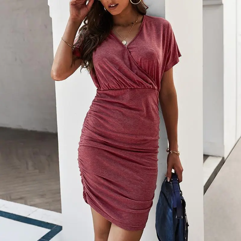 Knit V-Neck Waist-Skimming Dress