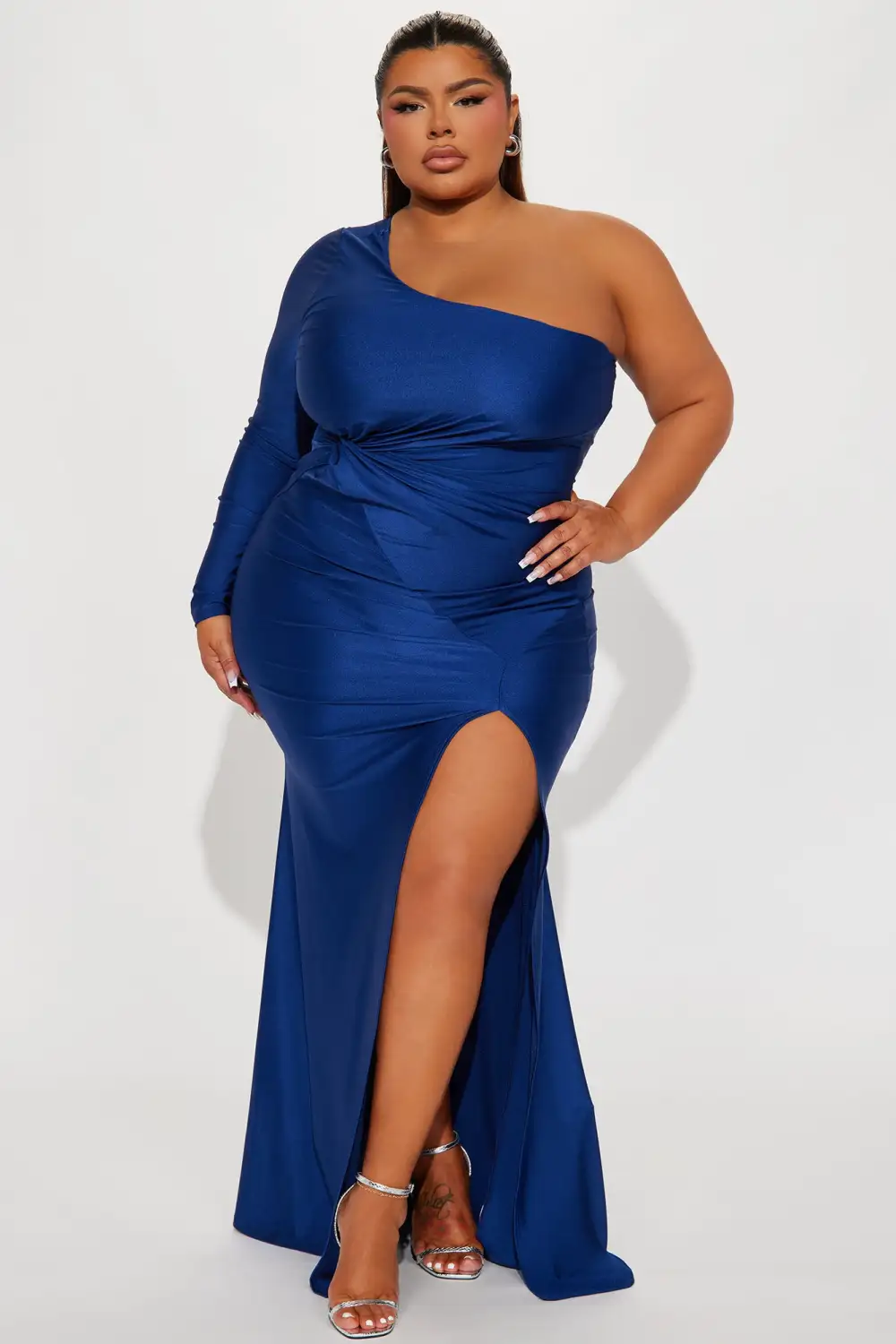 Tori One Shoulder Gown - Navy