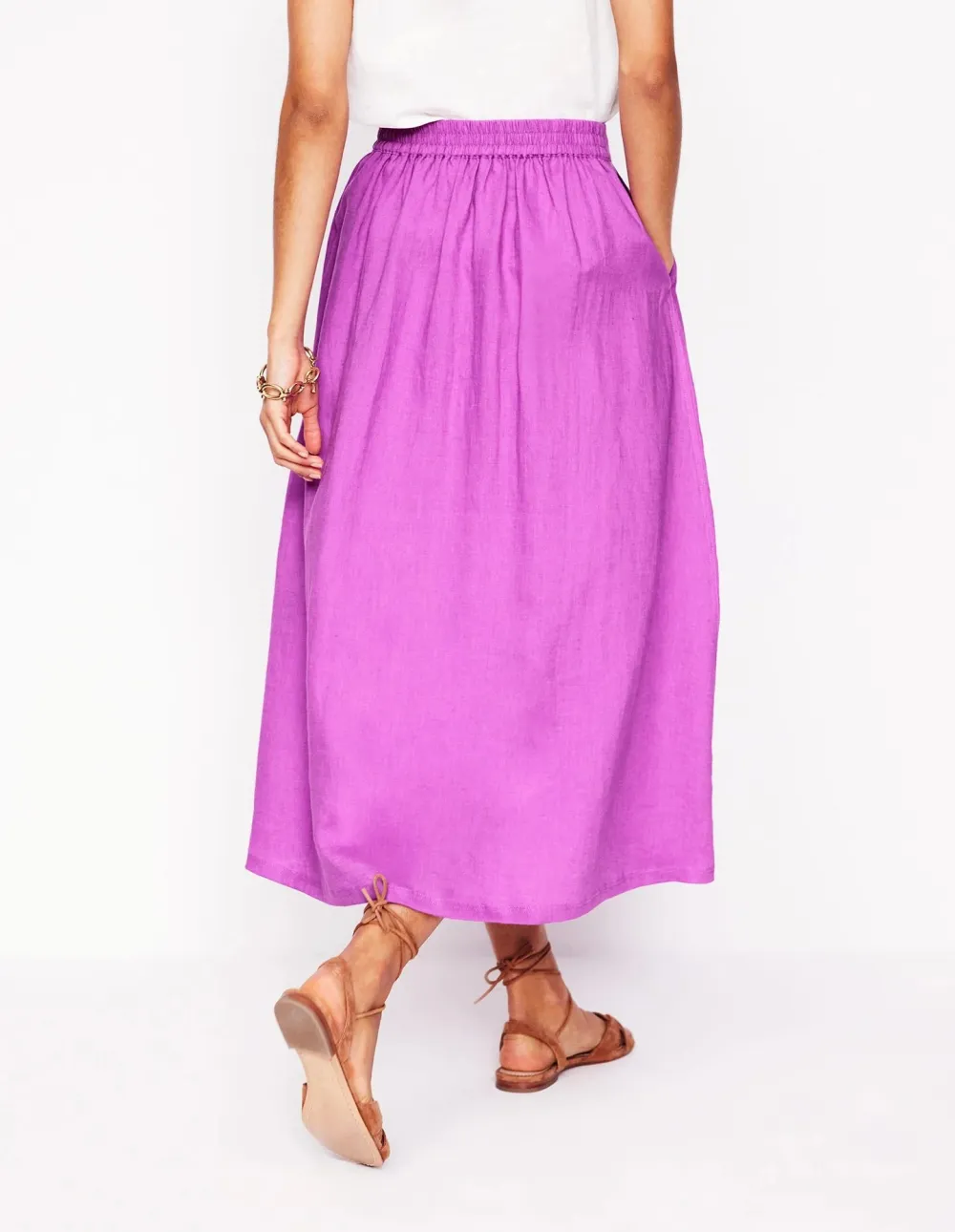 Linen Midi Skirt -Foxglove Purple
