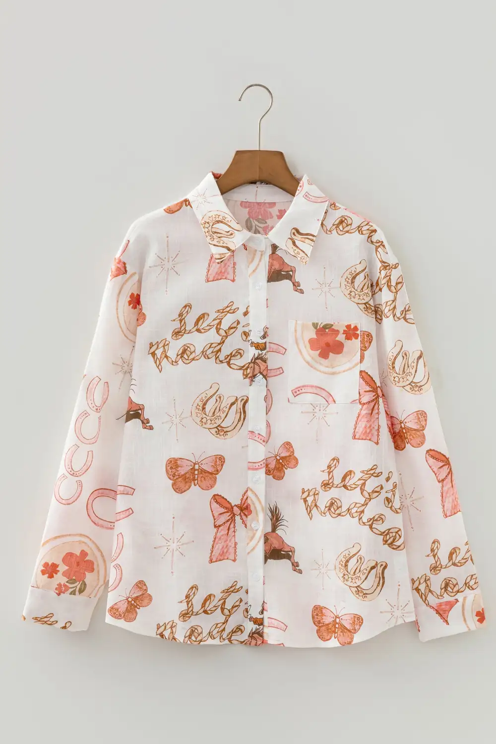 Button Front Western Inspired Shirt Blouse
