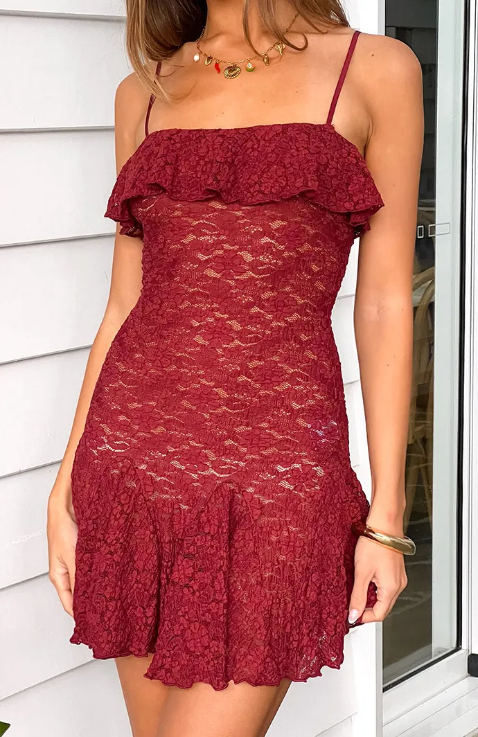 Mesh Frills Lace Mini Dress