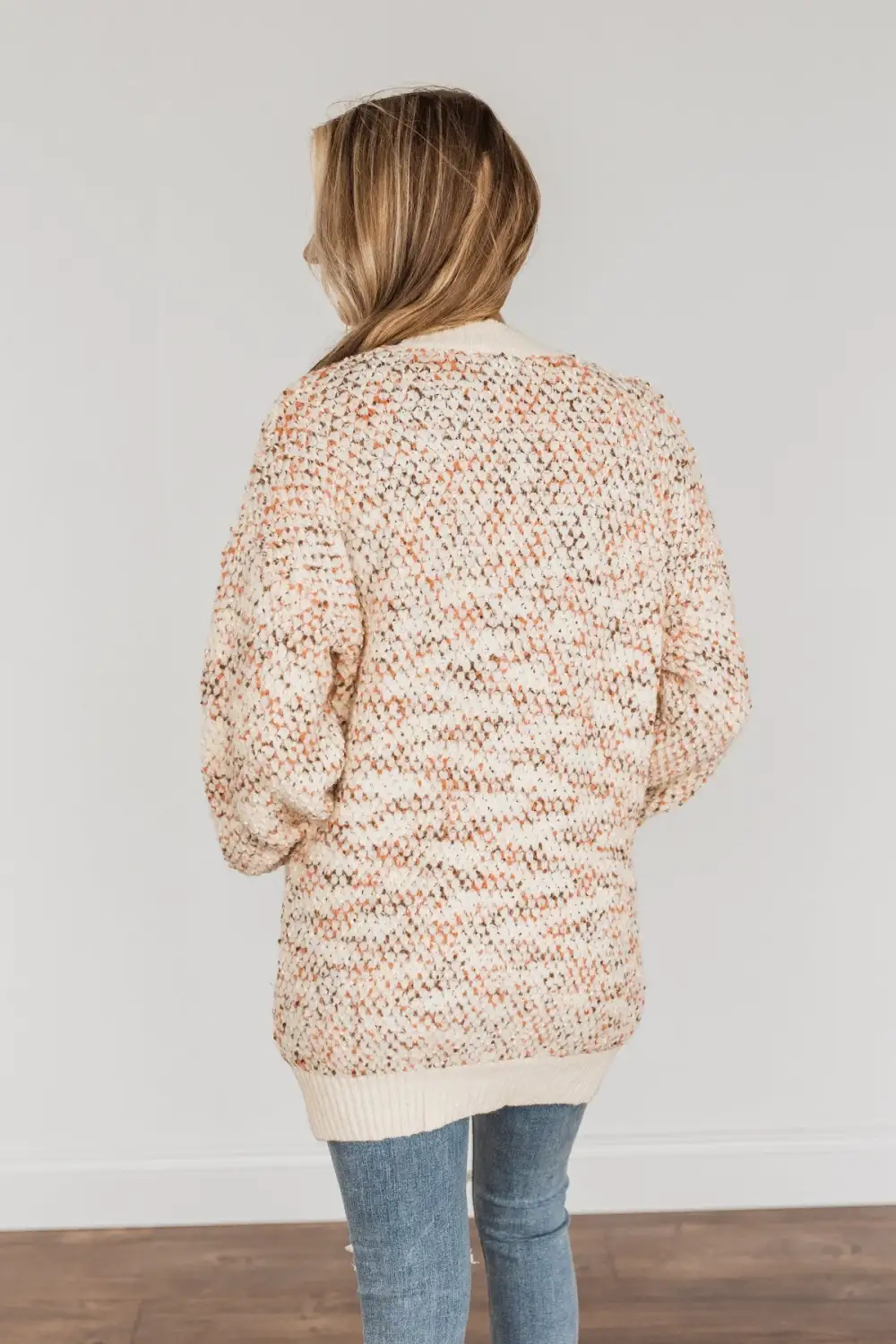 As Sweet As Pumpkin Pie Knit Cardigan- Ivory, Mocha & Orange