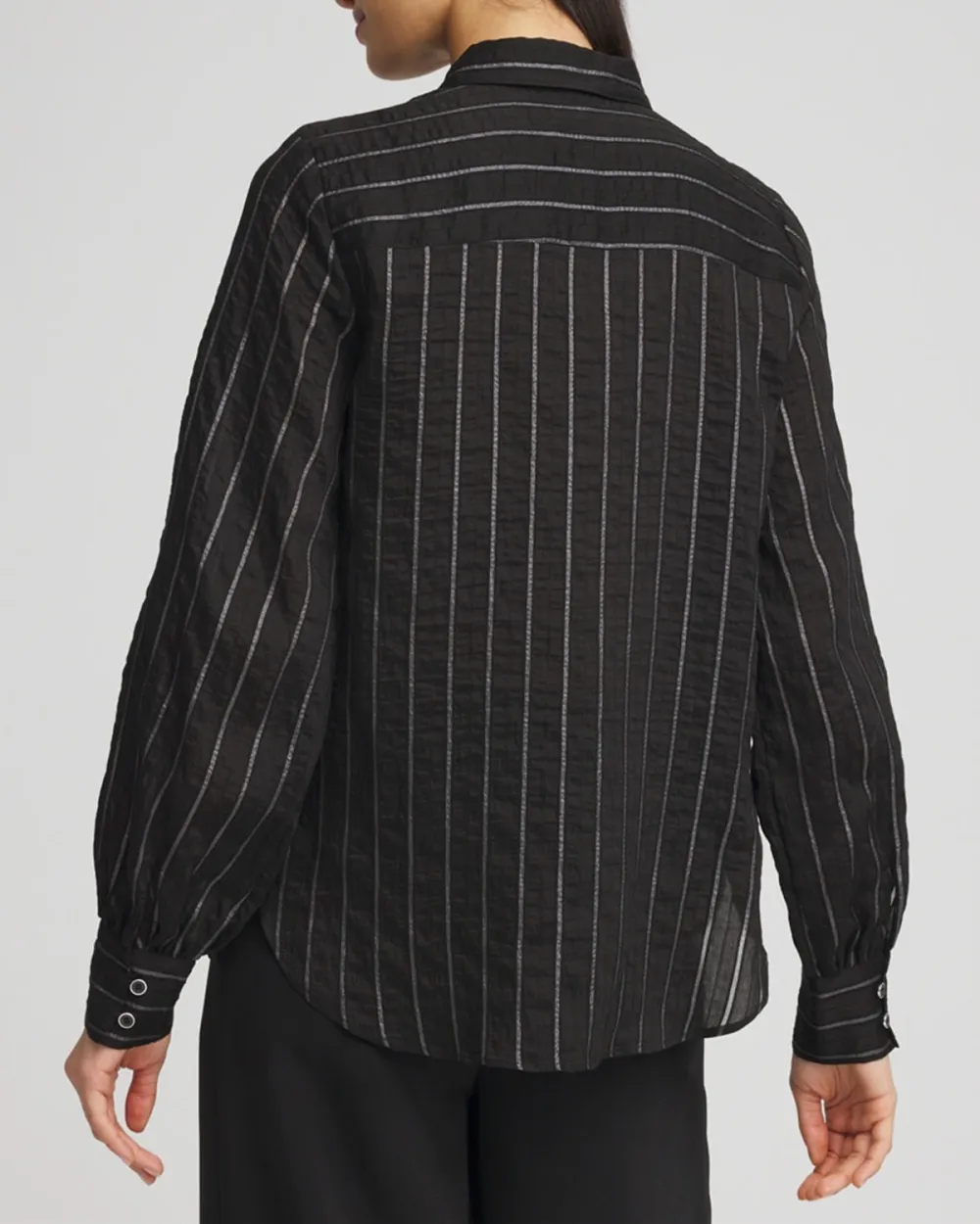 Black Pinstripe Long Sleeve Shirt