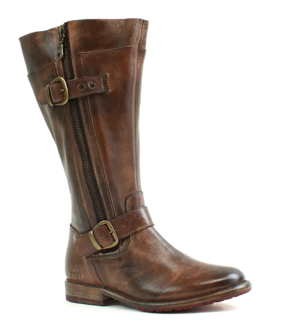 Women's Wide Calf Lug Sole Leather Heritage Knee High Boots