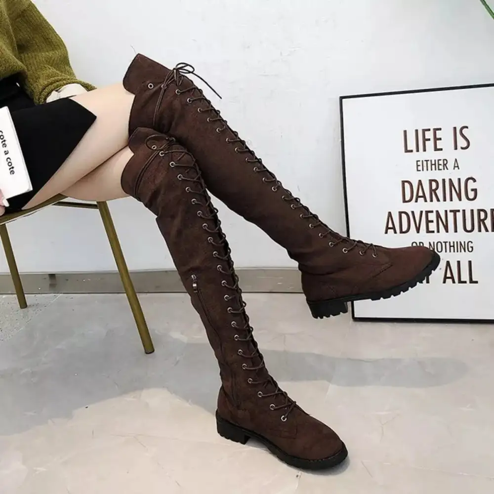Lace-Up Over Knee Boots