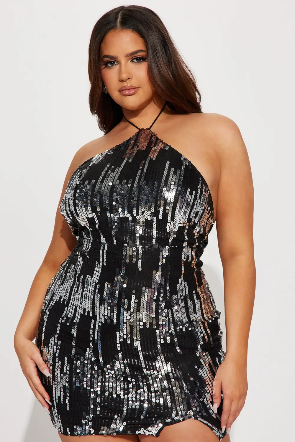 Gabrielle Sequin Mini Dress - Black/Silver