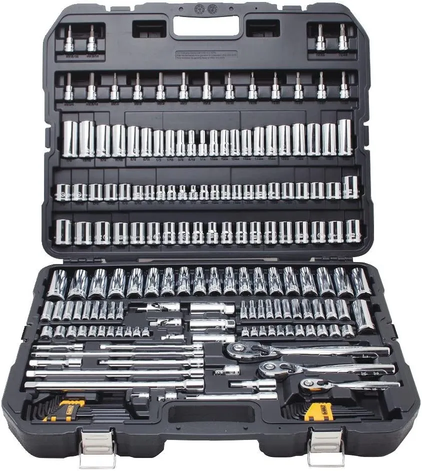 Mechanics Tool Set, SAE and Metric, 1/2, 1/4, 3/8 Drive Sizes, 192-Piece