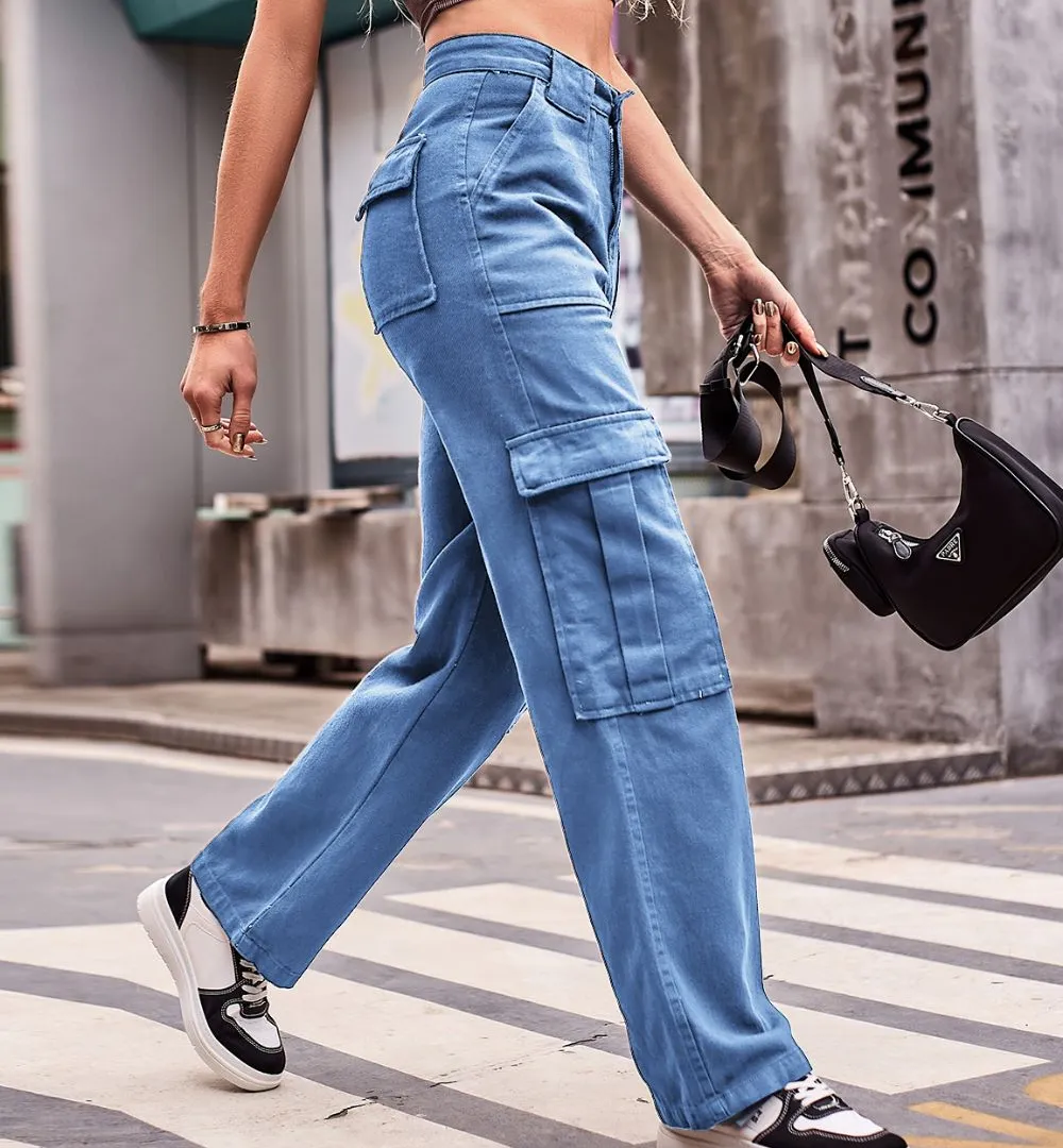 Buttoned High Waist Loose Fit Jeans