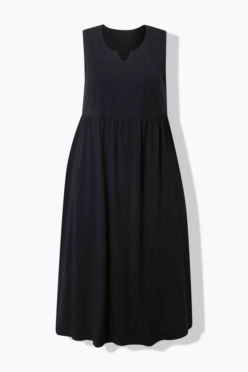Solid Color Notch Round Neck Dress