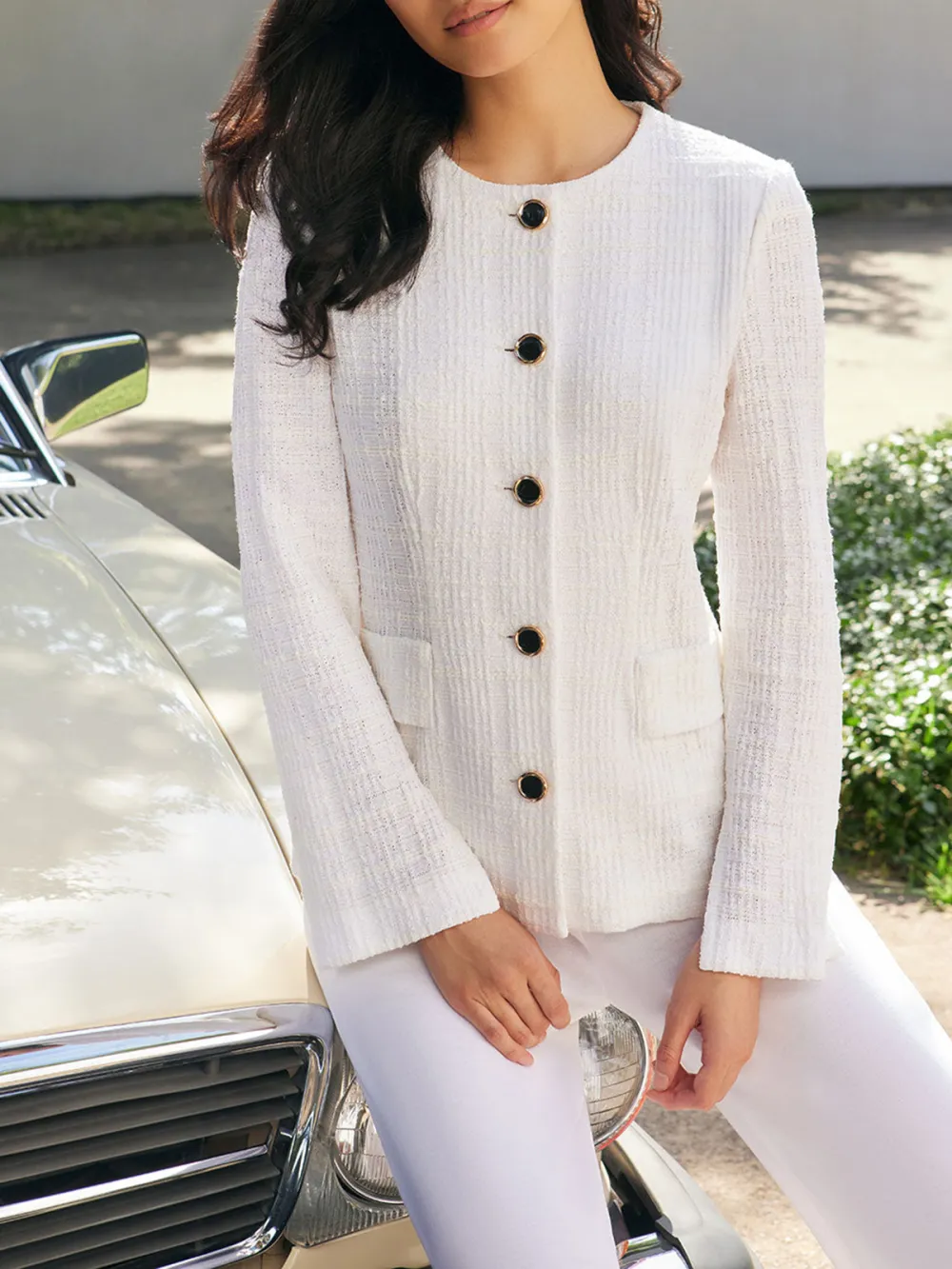 Gemstone Collar Button Down Jacket