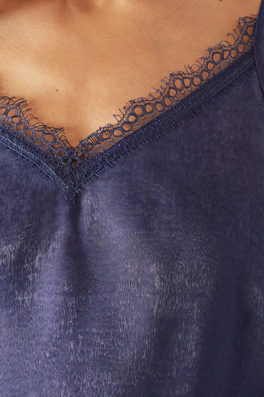 Satin Black Lace V-neck Camisole