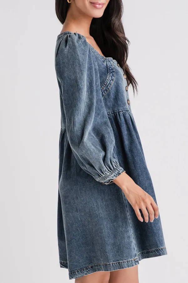 Flying Tomato Denim Dress - medium indigo
