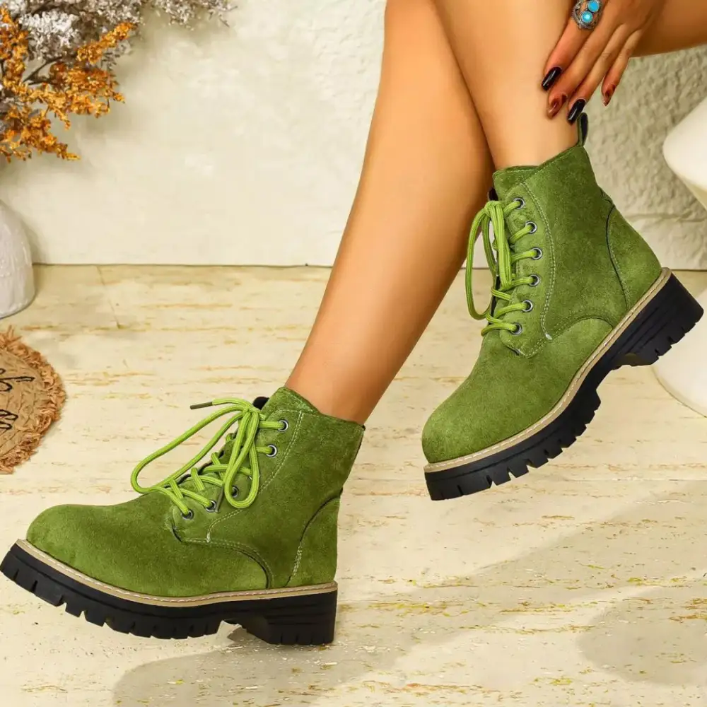 Round Toe Lace-Up Boots