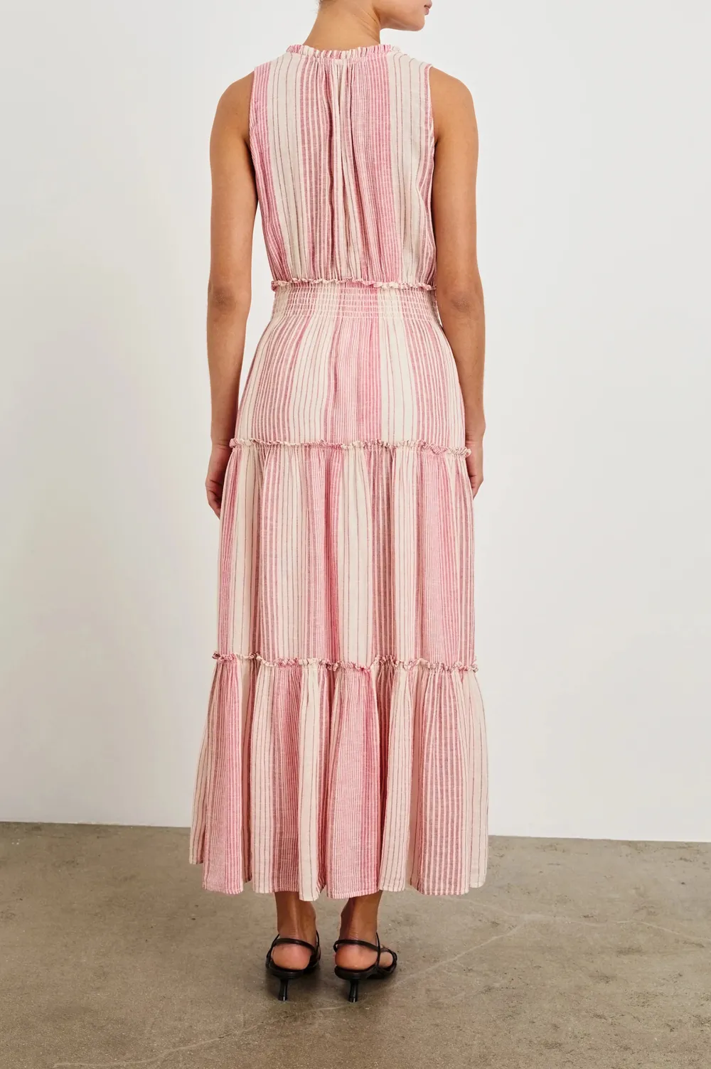 Cotton And Linen Blended Striped Dress