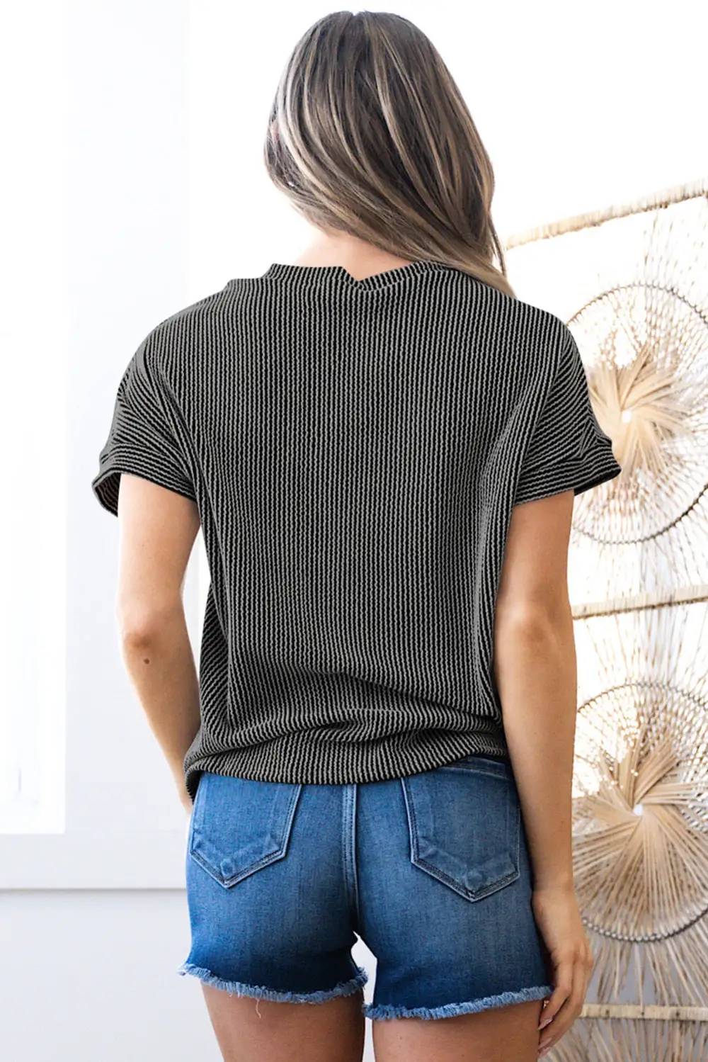 Carbon Corded Knit Color Tee