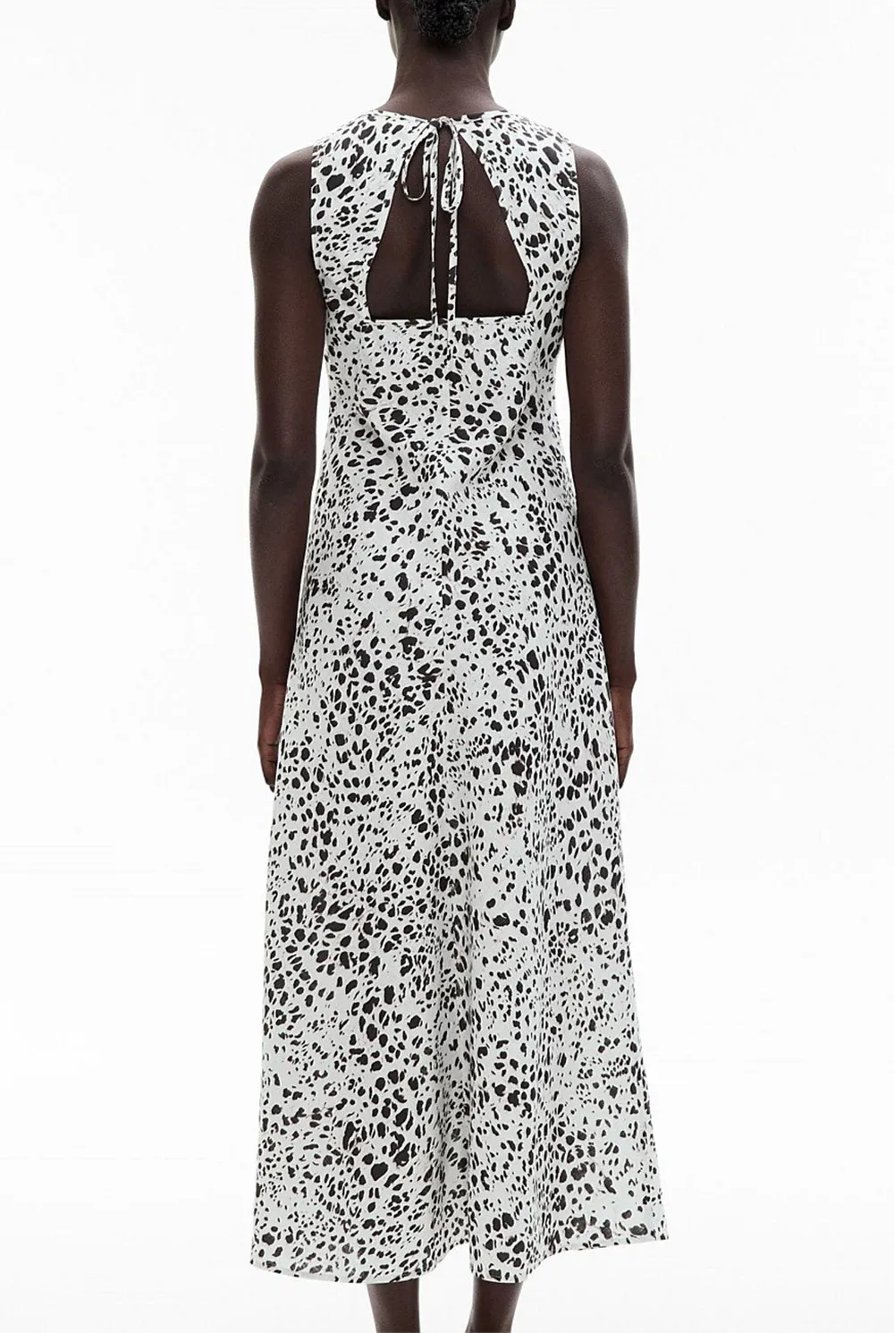 Black And White Printed Backless Dress