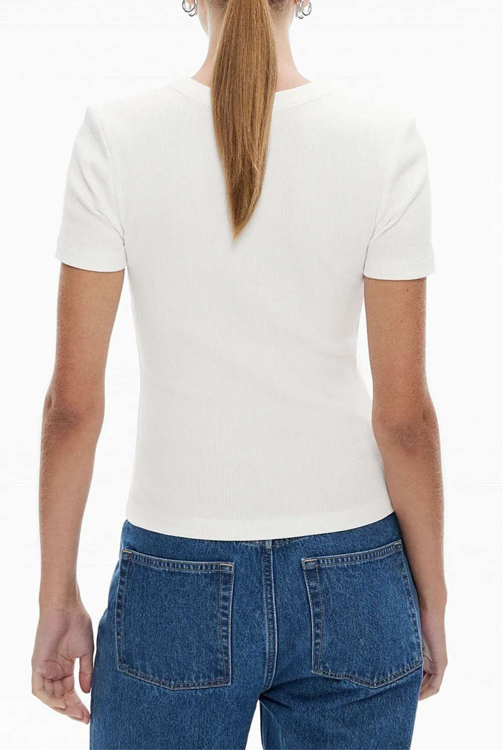 Knitted Ribbed Round-Neck T-Shirt