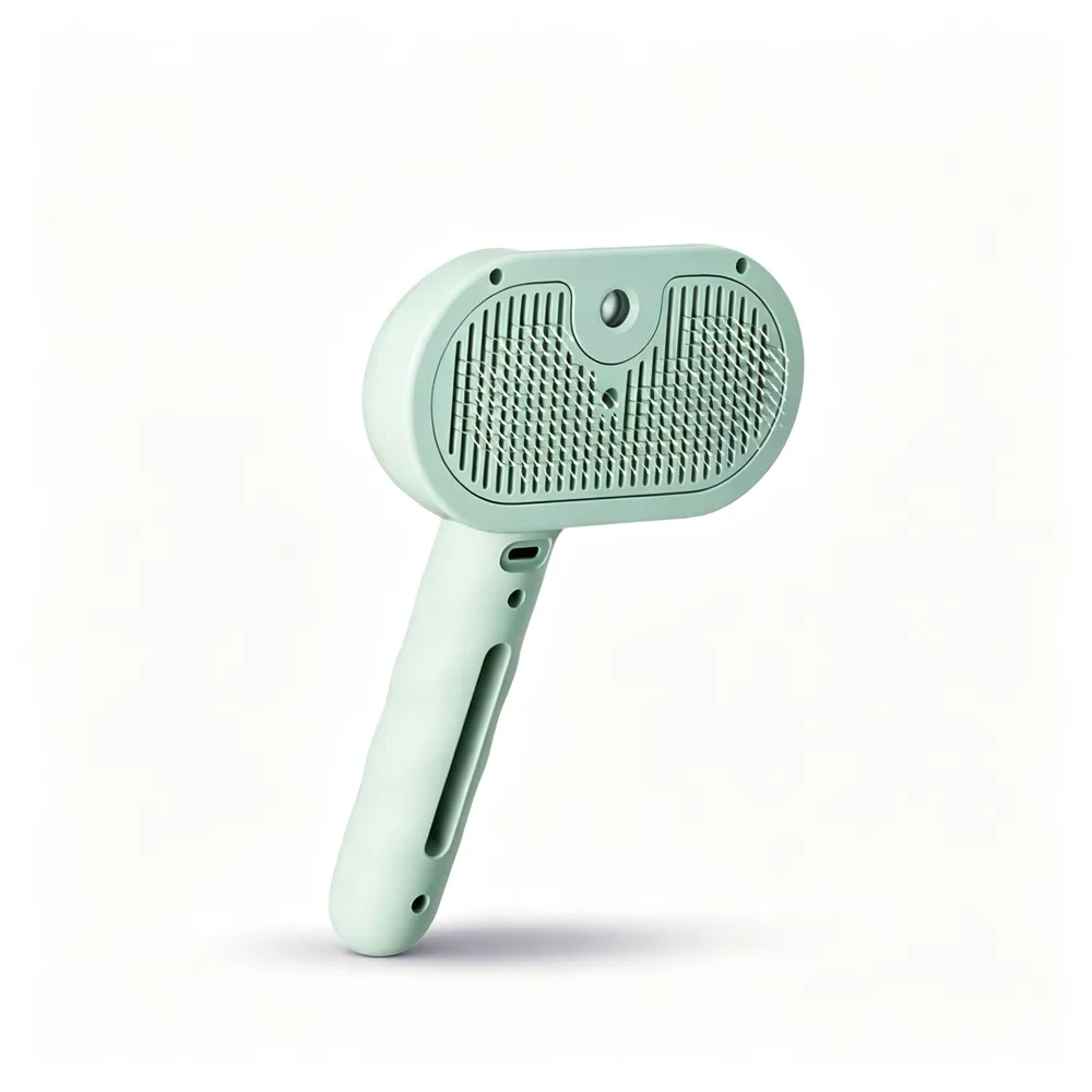 3-in-1 Plastic Steam Pet Grooming Brush – One-Touch Self-Cleaning Mist Comb for Heavy Shedding Long-Haired Dogs/Cats, 7.4*4.4*2.4 Inch Electric Massage Brush, Quick Hair Removal Knot & Undercoat Remover, Grooming Accessories