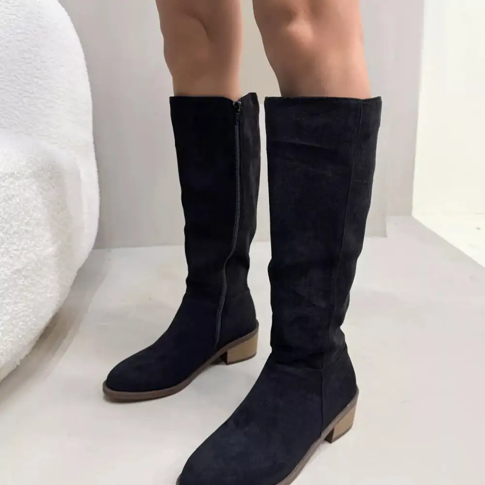 Side-Zip Closure Suede Knee High Boots