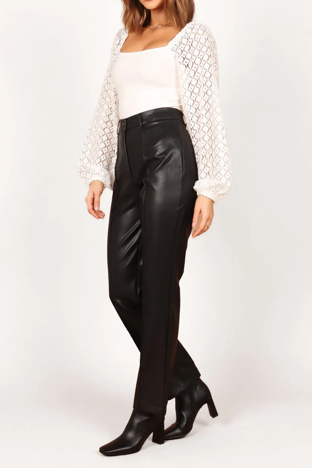 SANDY FAUX LEATHER PANTS - CHOCOLATE BROWN