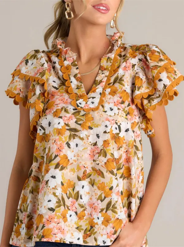 COTTON HONEY YELLOW FLORAL TOP