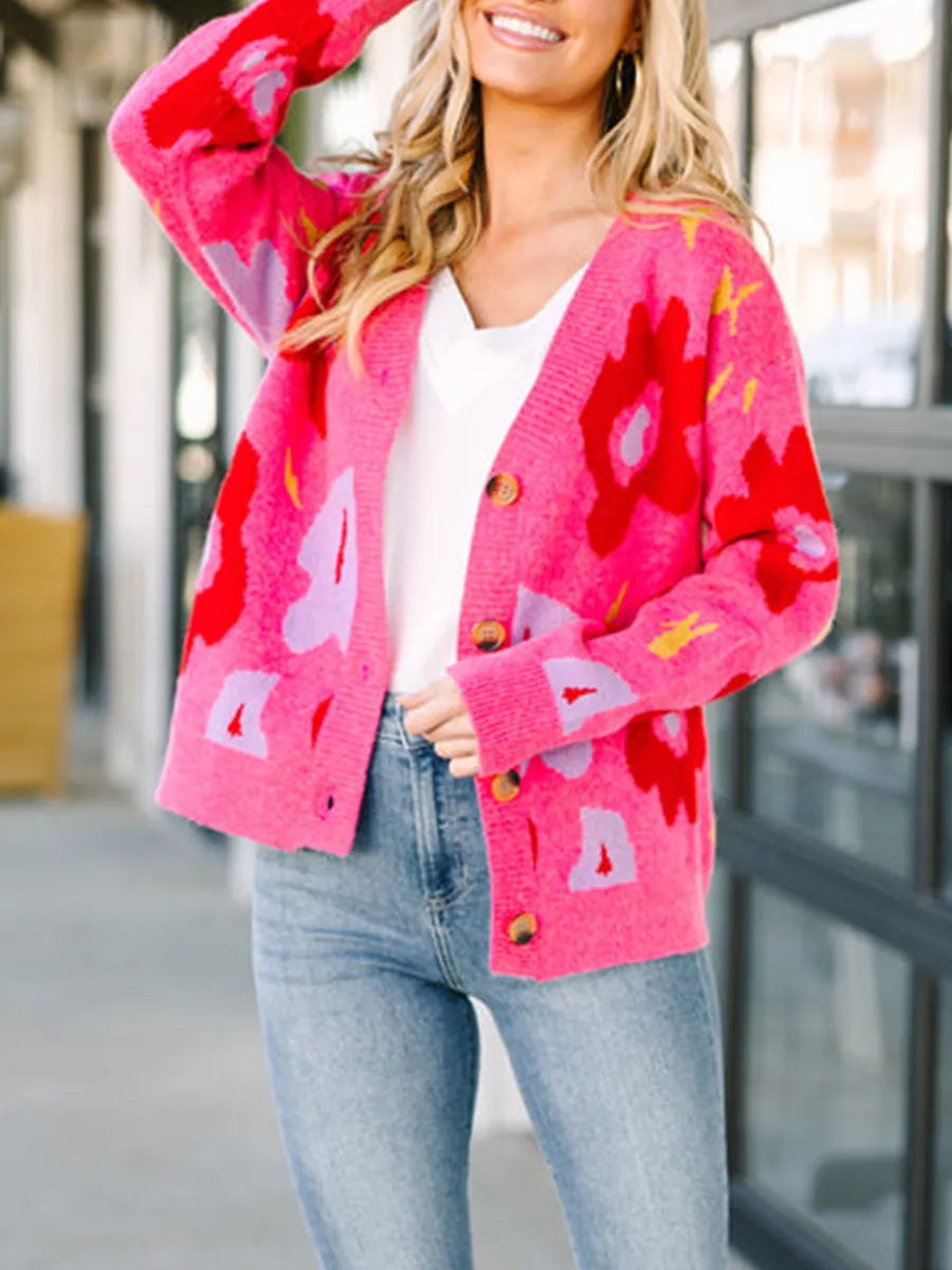 Pink Floral Cardigan