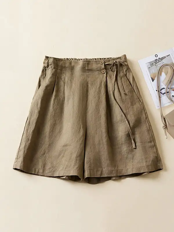 Losse Elasticiteit Effen Kleur Shorts Bodems