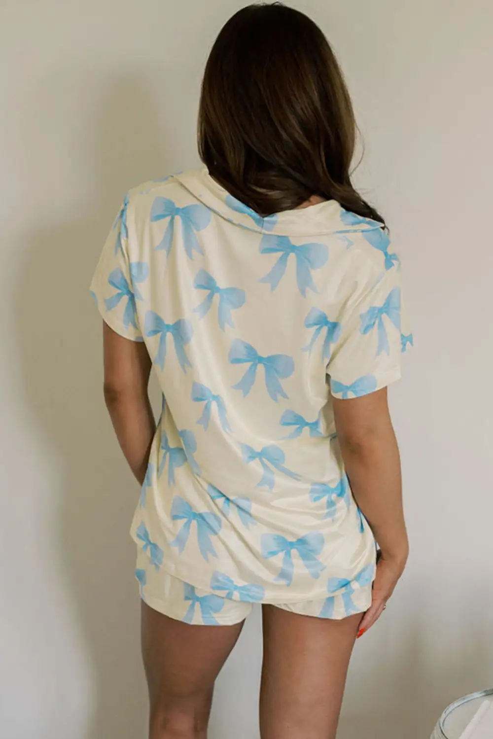 Soft Bow Print Short Pajama Set