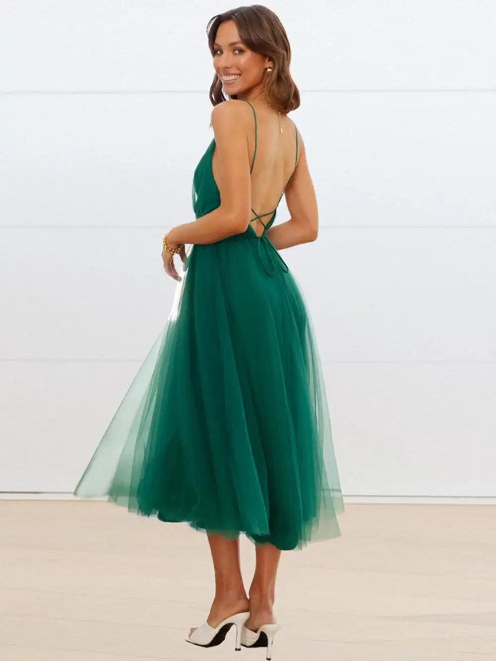 GYPSY-Backless Crisscross Sleeveless Midi Dress