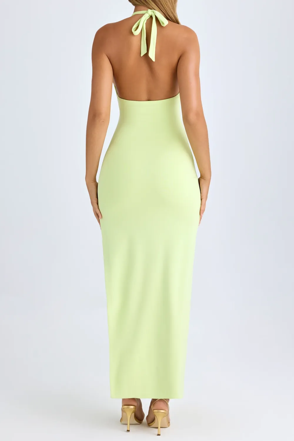 Casual Holiday Style Solid Color Halter Neck V-Neck Dress