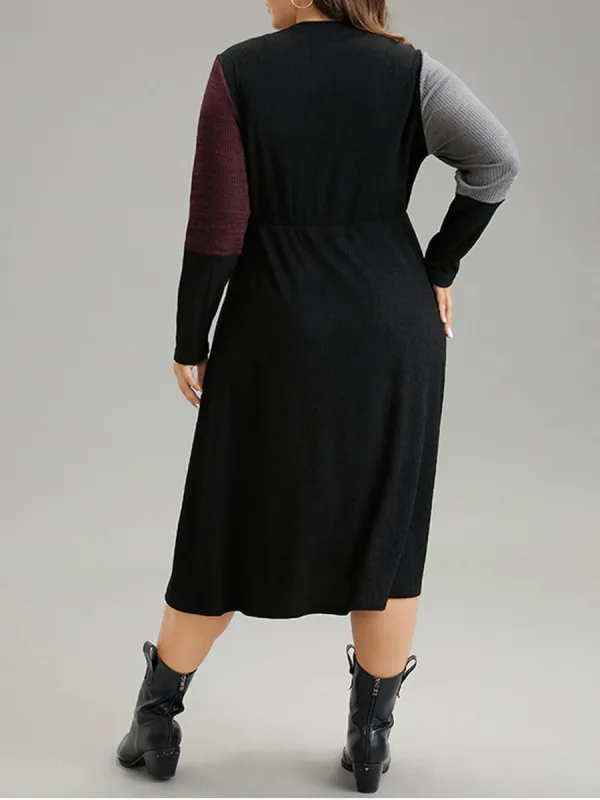 Elegant Senior Color Combination Waist Dress Midi Skirt