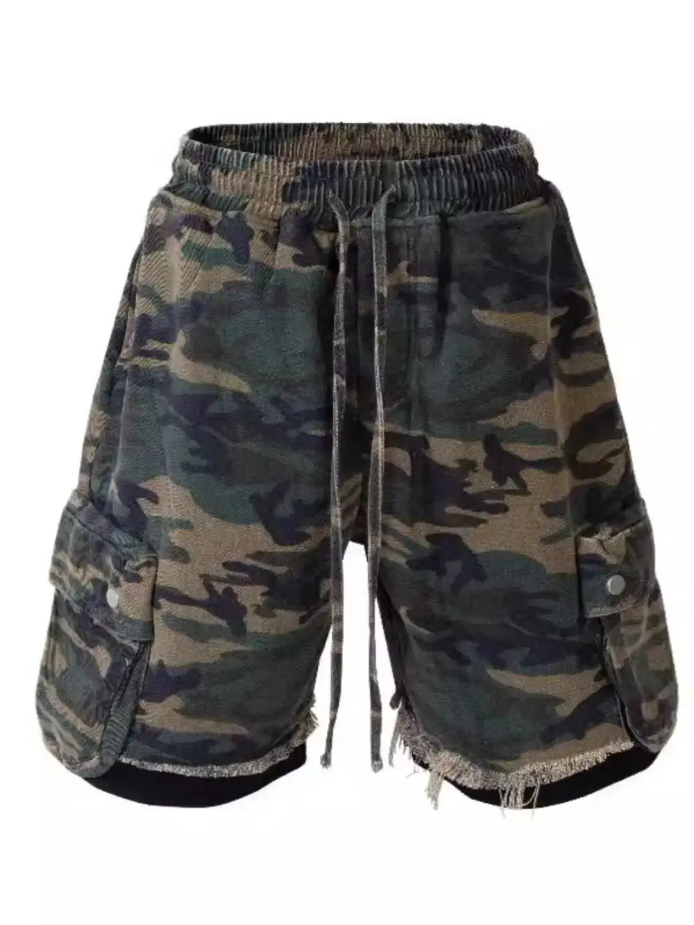 Relaxed Drawstring Cotton Blend Casual Shorts