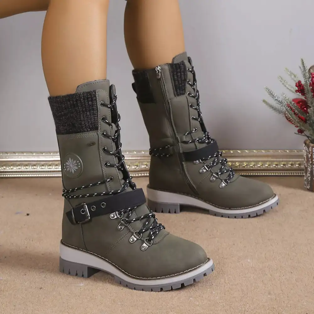 Modern Refined Lace-Up Block Heel Boots